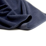Navy blue ribbed polyester velvet