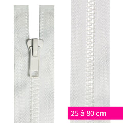 Cierre inyectado n ° 5 separable de 25 a 80 cm de blanco