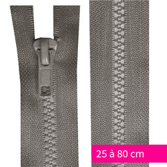 Injected closure n ° 5 separable from 25 to 80 cm gray