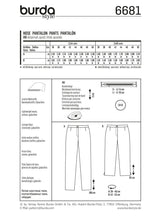Patron N°6689 Burda : Pantalon
